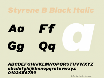 Styrene B Black Italic Version 1.1 2016 Font Sample