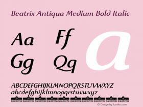 Beatrix Antiqua Medium Bold Italic Version 1.008 Font Sample