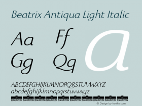 Beatrix Antiqua Light Italic Version 1.008图片样张