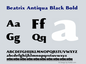 Beatrix Antiqua Black Bold Version 1.008图片样张