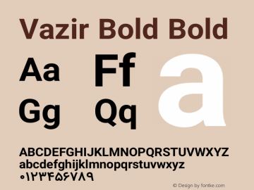 Vazir Bold Bold Version 6.0.0 Font Sample