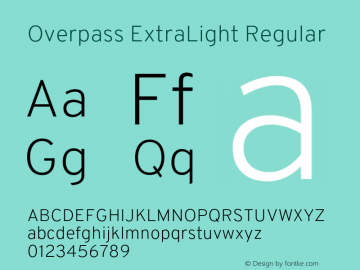 Overpass ExtraLight Regular Version 3.000;DELV;Overpass Font Sample