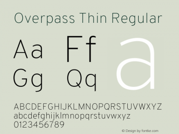 Overpass Thin Regular Version 3.000;DELV;Overpass Font Sample