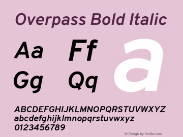 Overpass Bold Italic Version 3.000;DELV;Overpass Font Sample