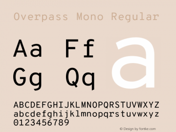 Overpass Mono Regular Version 1.000;DELV;Overpass图片样张