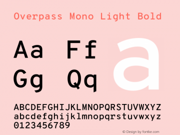 Overpass Mono Light Bold Version 1.000;DELV;Overpass Font Sample