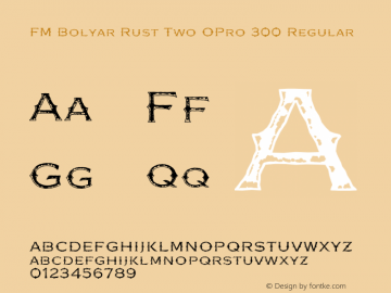 FM Bolyar Rust Two OPro 300 Regular Version 1.160;com.myfonts.easy.fontmaker.fm-bolyar-typecraft.rust-two-opro-300.wfkit2.version.4GeC Font Sample