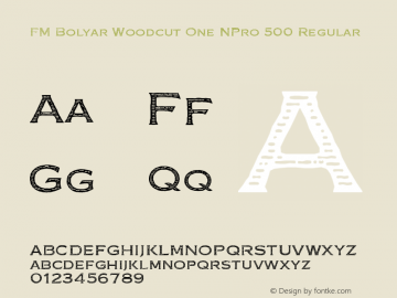 FM Bolyar Woodcut One NPro 500 Regular Version 1.160;com.myfonts.easy.fontmaker.fm-bolyar-typecraft.woodcut-one-npro-500.wfkit2.version.4Gf5图片样张