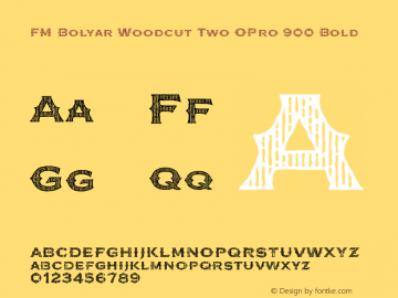 FM Bolyar Woodcut Two OPro 900 Bold Version 1.160; ttfautohint (v0.95) -d;com.myfonts.easy.fontmaker.fm-bolyar-typecraft.woodcut-two-opro-900.wfkit2.version.4Gfm图片样张