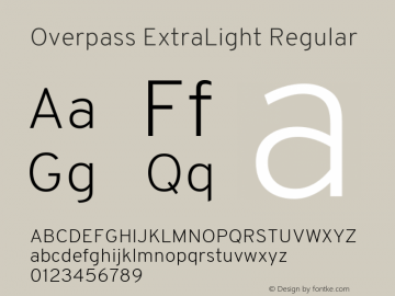 Overpass ExtraLight Regular Version 3.000;DELV;Overpass Font Sample