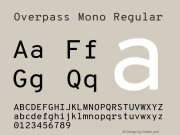 Overpass Mono Regular Version 1.000;DELV;Overpass图片样张