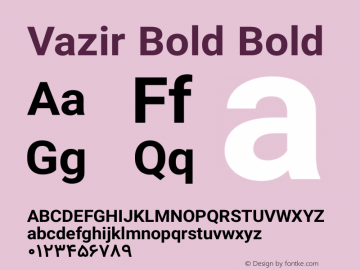 Vazir Bold Bold Version 6.2.0 Font Sample