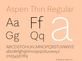 Aspen Thin Regular Version 1.001 Font Sample