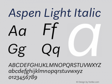 Aspen Light Italic Version 1.001图片样张