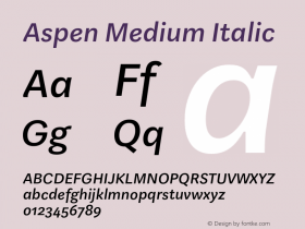 Aspen Medium Italic Version 1.001图片样张