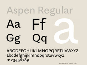 Aspen Regular Version 1.001 Font Sample
