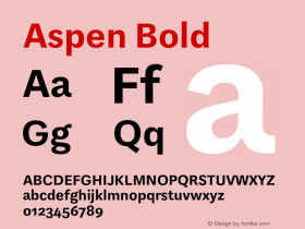 Aspen Bold Version 1.001 Font Sample