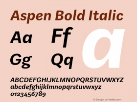 Aspen Bold Italic Version 1.001 Font Sample