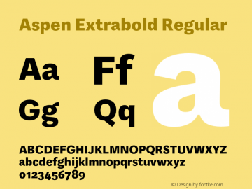Aspen Extrabold Regular Version 1.001 Font Sample