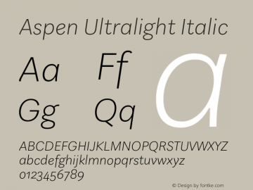 Aspen Ultralight Italic Version 1.001图片样张