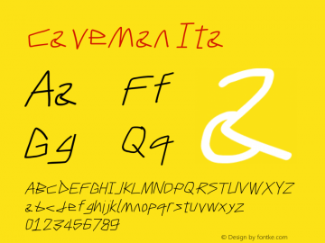 Caveman Ita Version Stick Font Sample