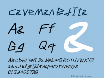 Caveman BdIta Version Stick Font Sample