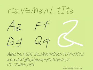 Caveman LtIta Version Stick Font Sample