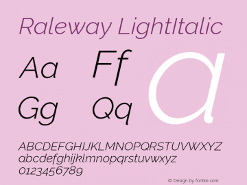 Raleway LightItalic Version 001.001图片样张