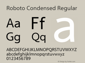 Roboto Condensed Regular Version 2.00 December 3, 2016 Font Sample