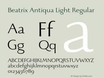 Beatrix Antiqua Light Regular Version 1.008图片样张