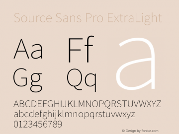 Source Sans Pro ExtraLight Version 2.0图片样张