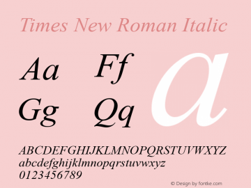 Times New Roman Italic Version 6.96图片样张