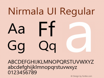 Nirmala UI Regular Version 1.34 Font Sample