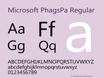 Microsoft PhagsPa Regular Version 5.99 Font Sample