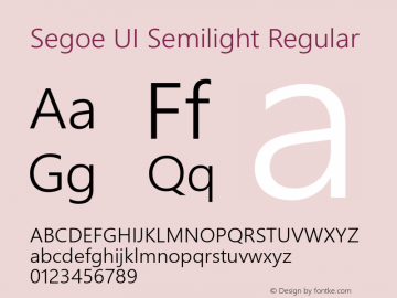 Segoe UI Semilight Regular Version 5.53 Font Sample