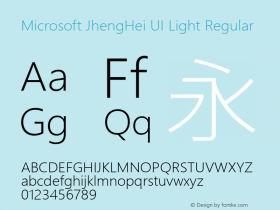 Microsoft JhengHei UI Light Regular Version 6.13 Font Sample