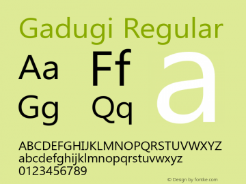 Gadugi Regular Version 1.10 Font Sample