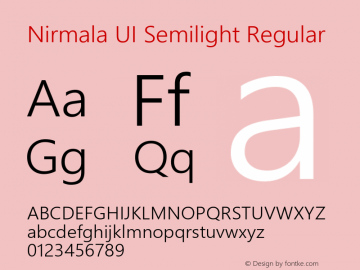 Nirmala UI Semilight Regular Version 1.34 Font Sample
