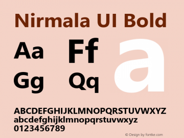 Nirmala UI Bold Version 1.34 Font Sample