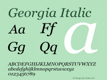 Georgia Italic Version 5.58 Font Sample