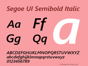 Segoe UI Semibold Italic Version 5.29 Font Sample