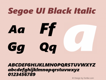 Segoe UI Black Italic Version 2.00 Font Sample