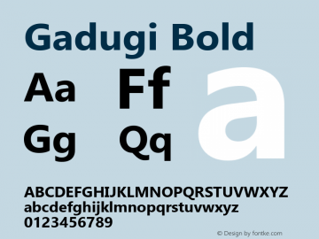 Gadugi Bold Version 1.10 Font Sample