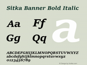 Sitka Banner Bold Italic Version 1.10图片样张
