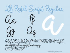 Lil Rebel Script Regular Version 1.000;PS 001.000;hotconv 1.0.88;makeotf.lib2.5.64775图片样张