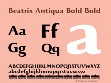 Beatrix Antiqua Bold Bold Version 1.008 Font Sample