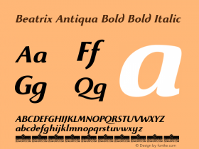Beatrix Antiqua Bold Bold Italic Version 1.008 Font Sample
