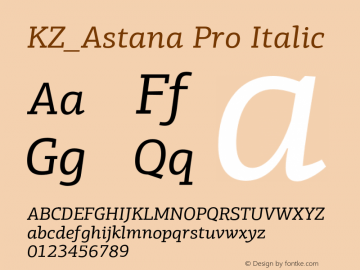 KZ_Astana Pro Italic Version 1.000图片样张