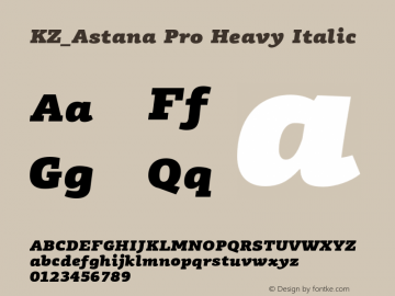 KZ_Astana Pro Heavy Italic Version 1.000 Font Sample