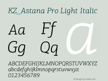 KZ_Astana Pro Light Italic Version 1.000图片样张